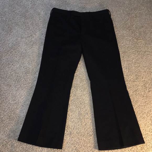 Gucci Other - GUCCI black tab front wool flare pants Sz 50R